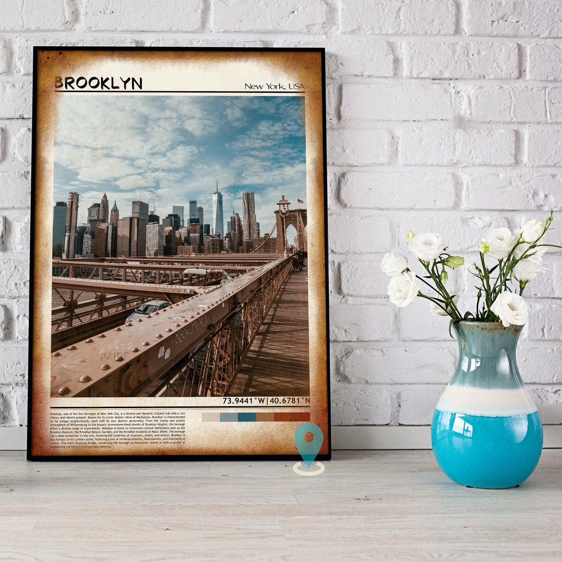 Brooklyn Bridge Manhattan Skyline Sunset Walkway View Poster - Image 5