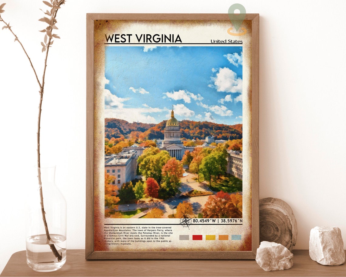 West Virginia Fall Foliage State Capitol Building Travel Poster - Image 6