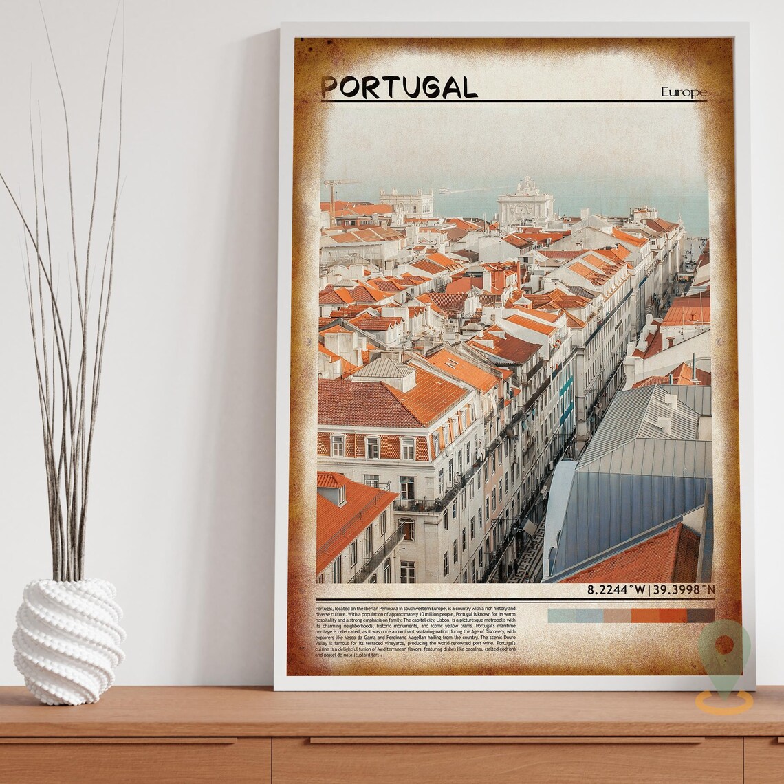 Portugal Europe Lisbon Old Town Red Rooftops Cityscape Poster - Image 3