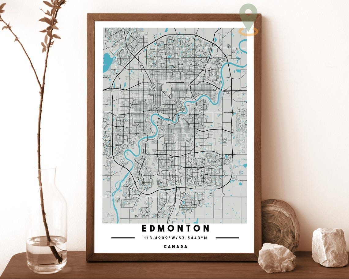 Edmonton Canada Blush Pink Winding River City Map Art Poster - Image 3