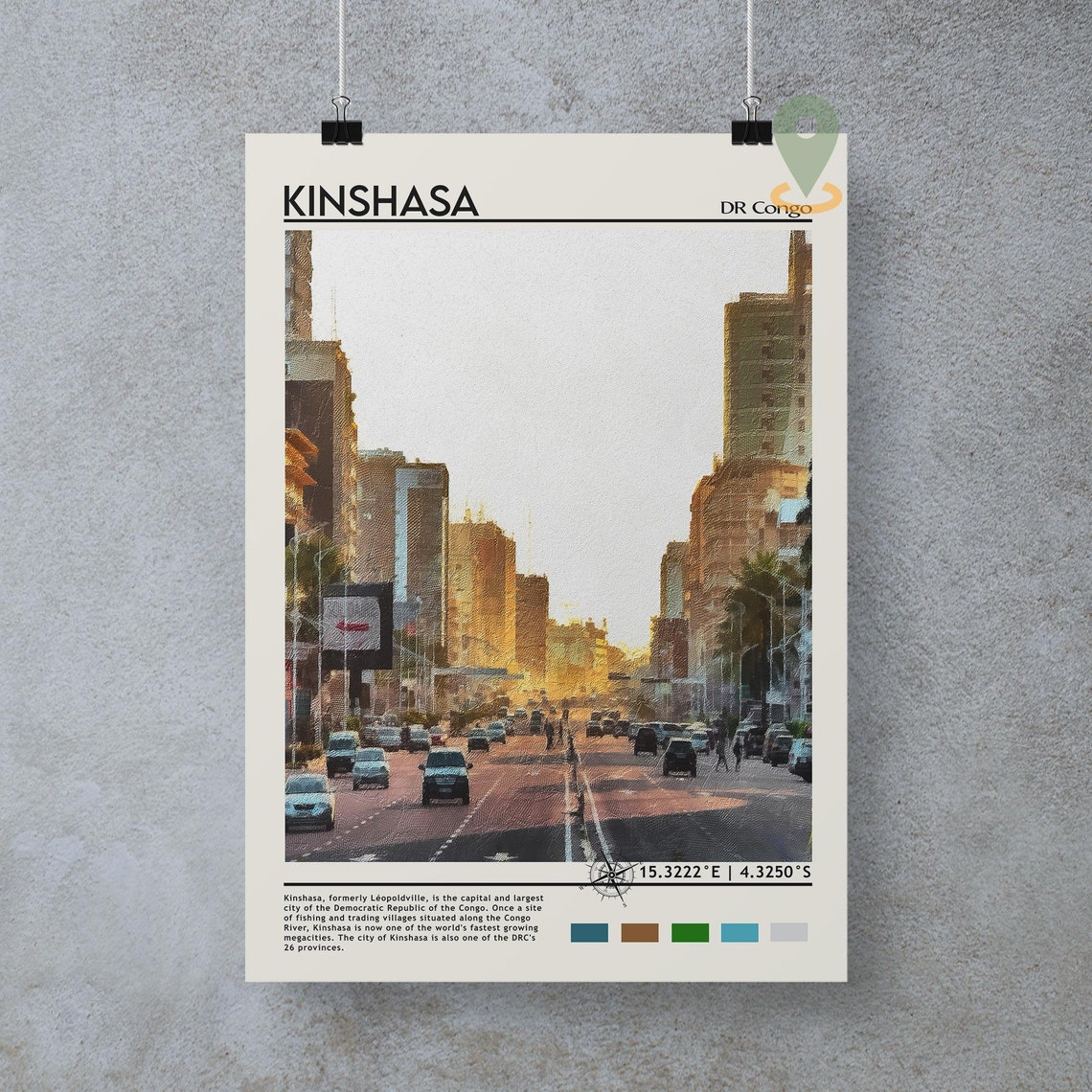 Kinshasa DR Congo City Avenue Golden Hour Street Scene Poster - Image 5
