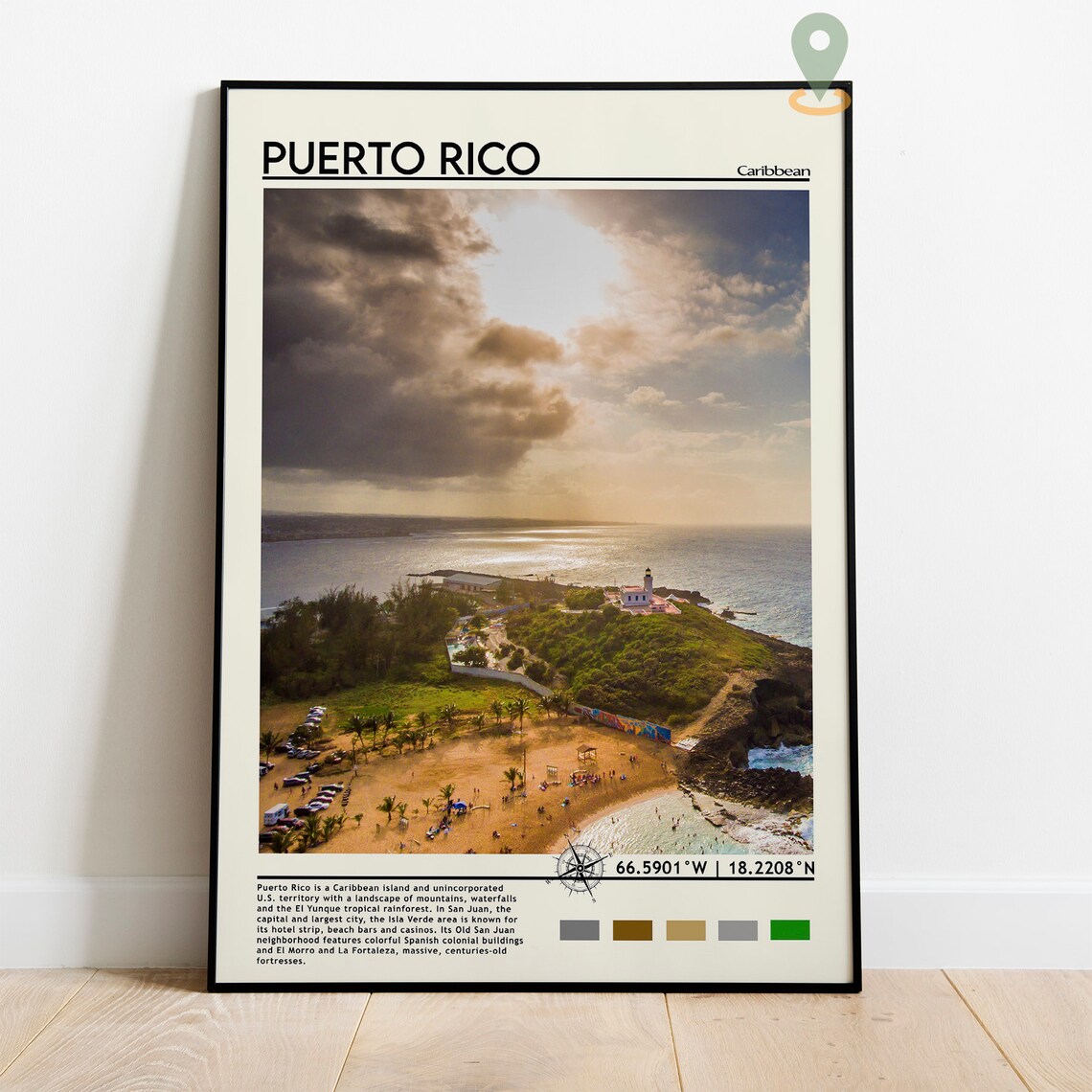 Puerto Rico Caribbean Island Coastal Lighthouse Travel Art Poster - Image 5