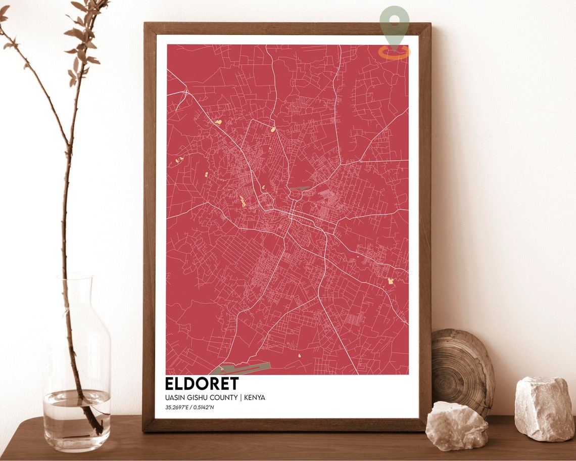 Eldoret Kenya Dark Charcoal Minimal City Map Modern Art Poster - Image 3