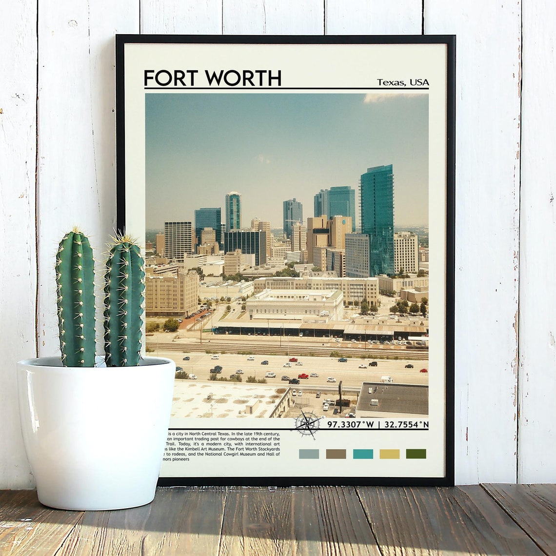 Fort Worth Texas Downtown Skyline Modern Cityscape Travel Poster - Image 5
