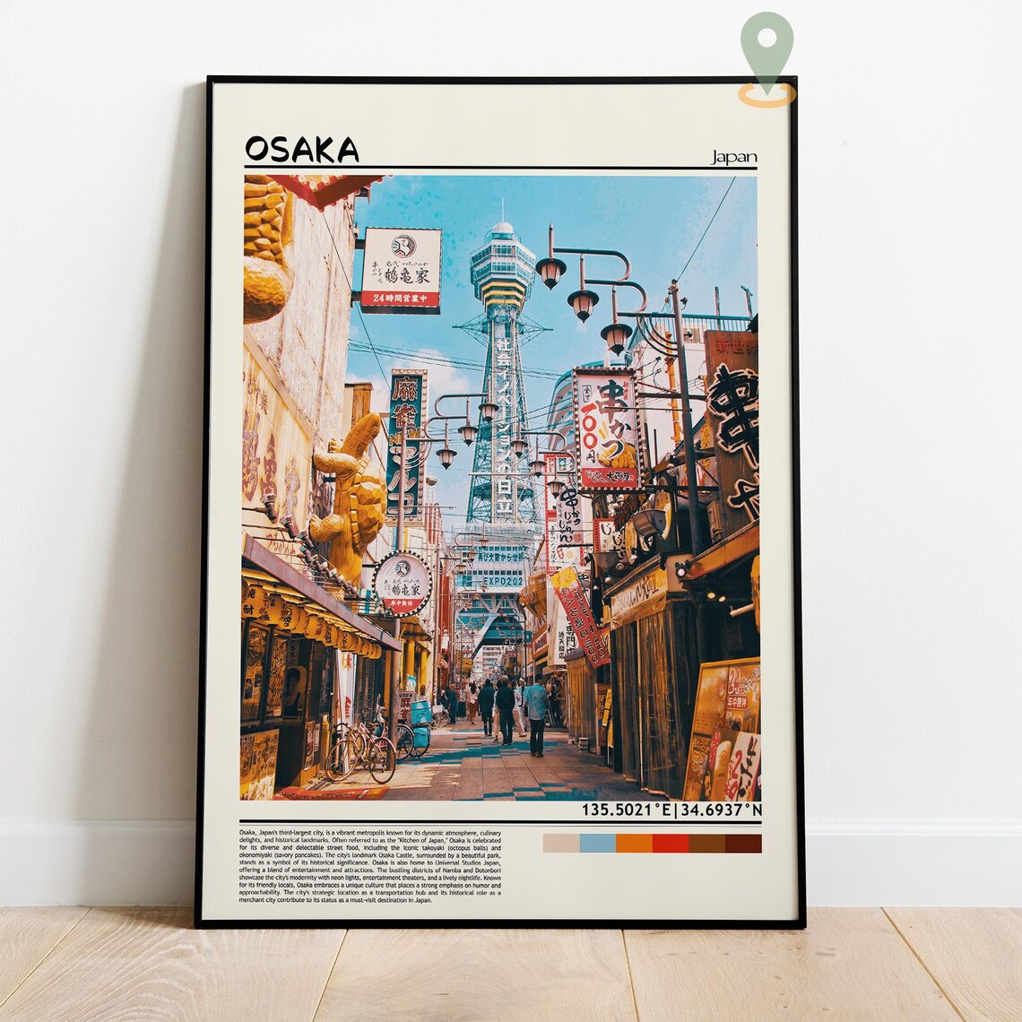 Osaka Japan Shinsekai Tower Vibrant Street Food Market Poster - Image 4