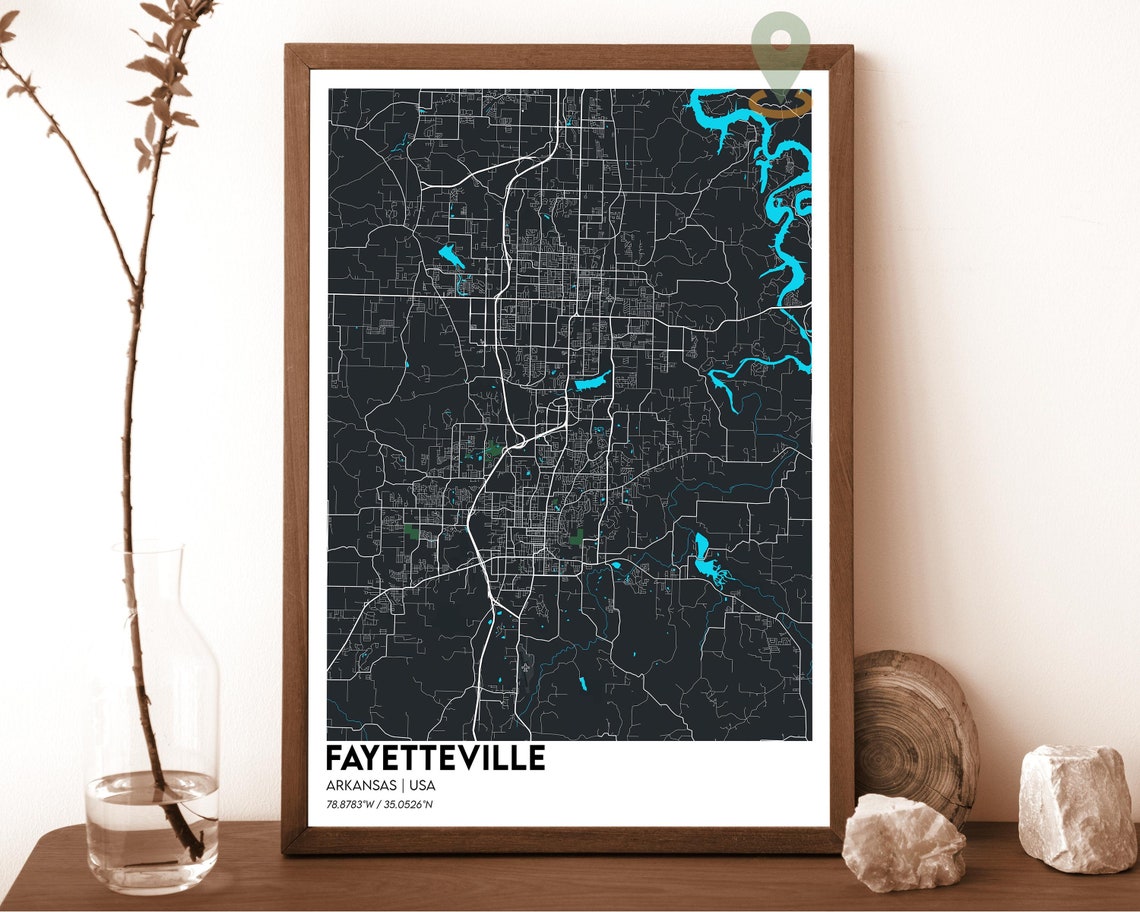 Fayetteville Map Fayetteville Map Print Fayetteville Personalized Map Fayetteville Wall Art Fayetteville City Map Fayetteville Arkansas - Image 4