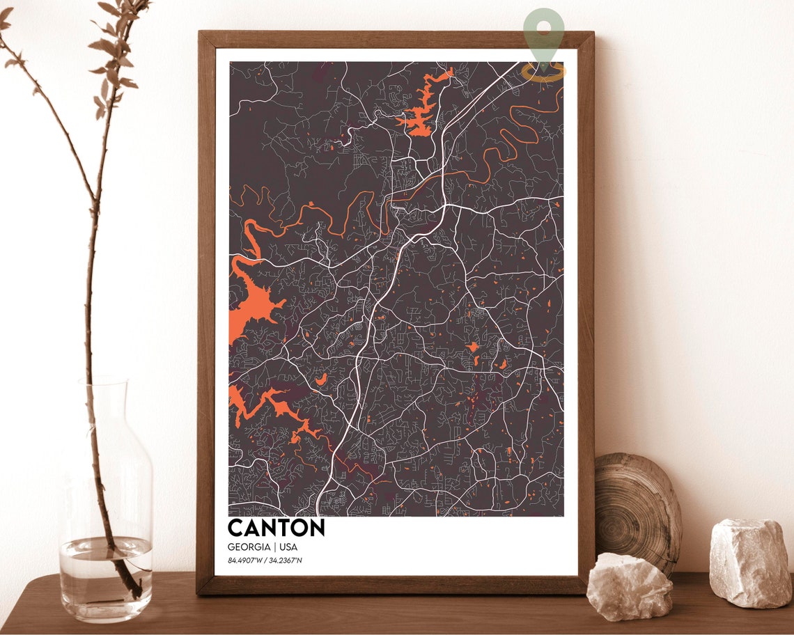 Canton Georgia USA City Map Poster Dark Minimalist Modern Style - Image 3
