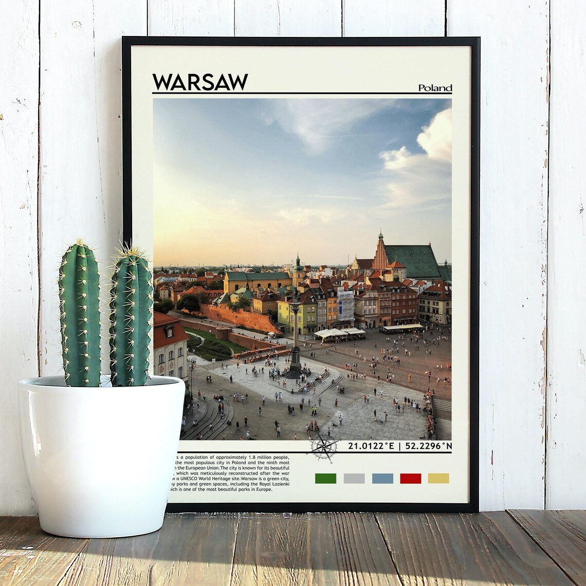 Warsaw Poland Castle Square Old Town Aerial Europe Travel Poster - Image 5