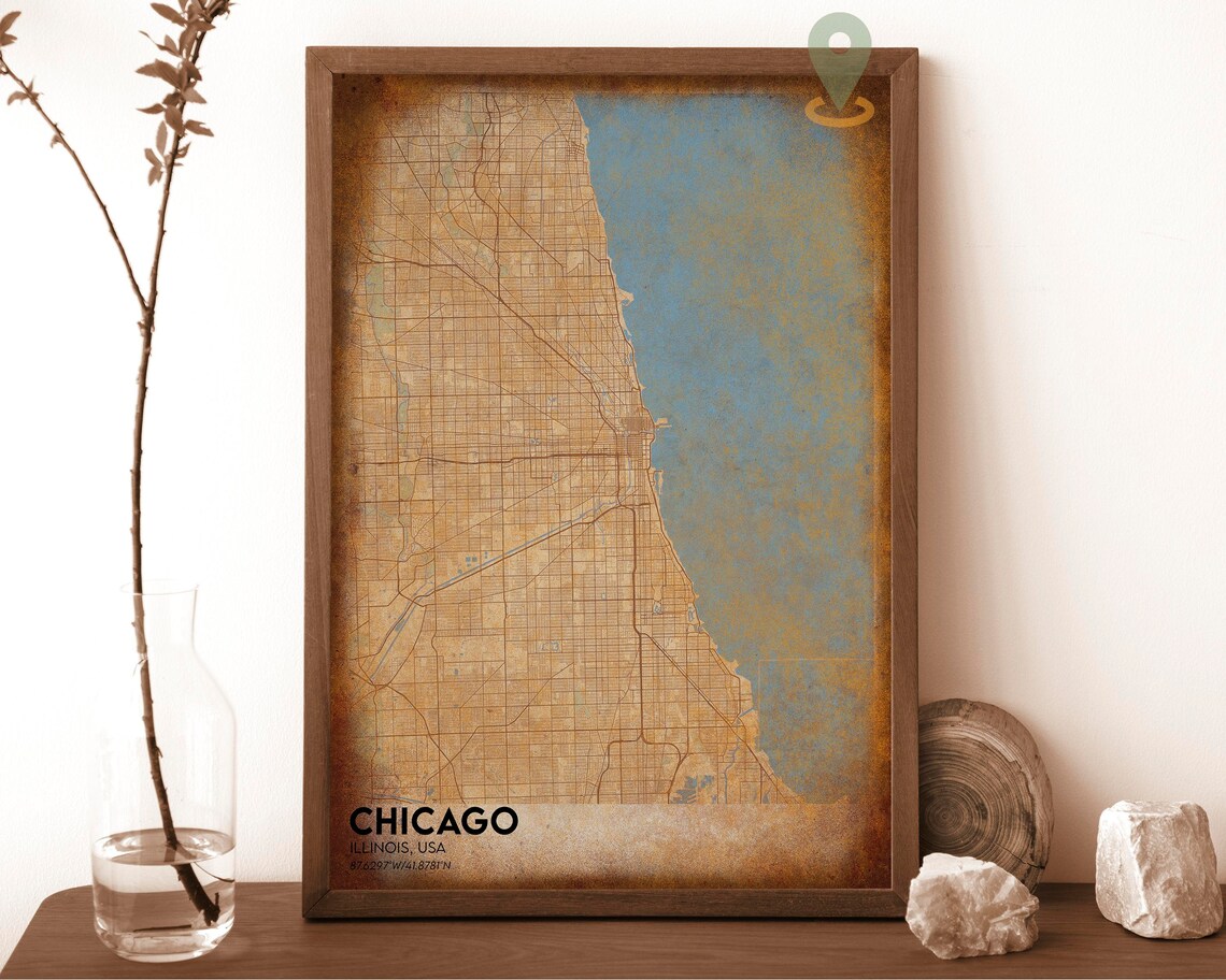 Chicago Illinois Blue Street Map Modern Art Print for Chicago City Fans - Image 3