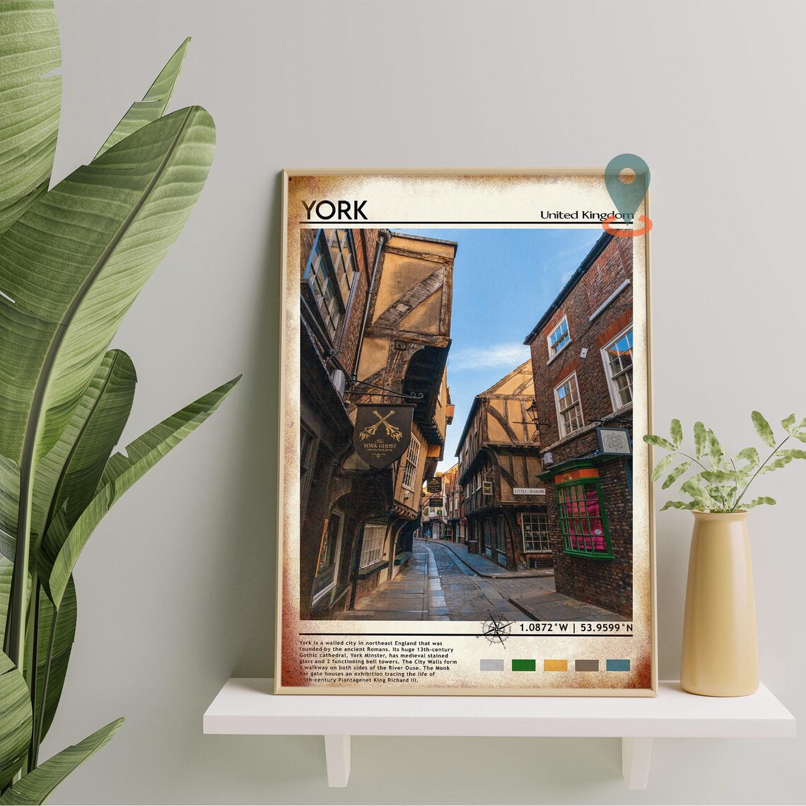 York England Medieval Shambles Street United Kingdom Travel Poster - Image 5