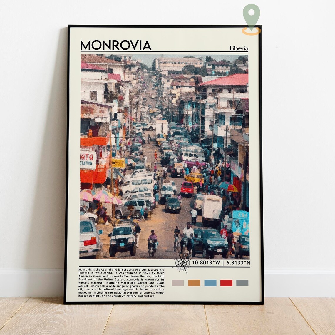 Monrovia Liberia Busy Street Scene African City Travel Poster - Image 5