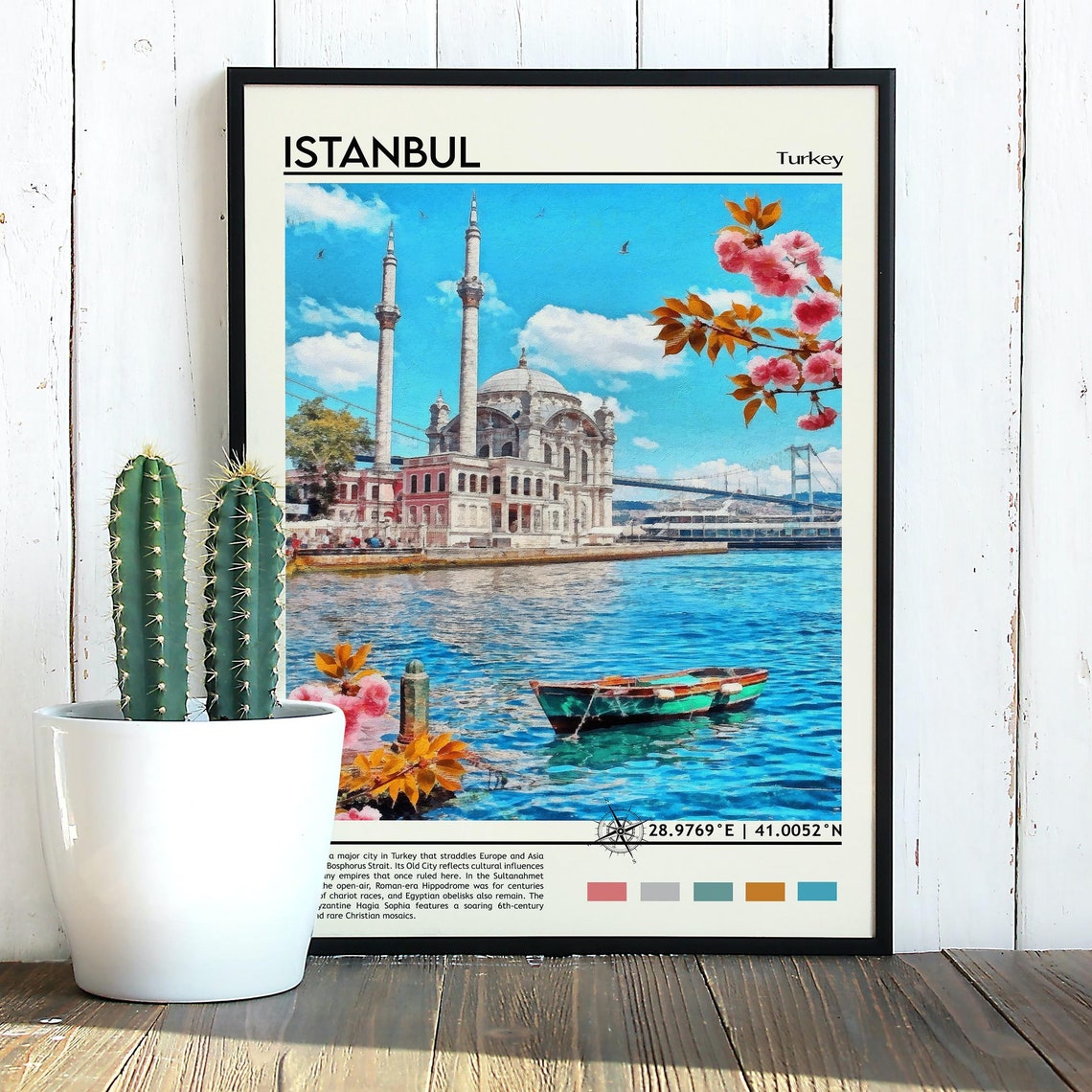 Istanbul Ortakoy Mosque Bosphorus Waterfront Turkey Travel Poster - Image 3