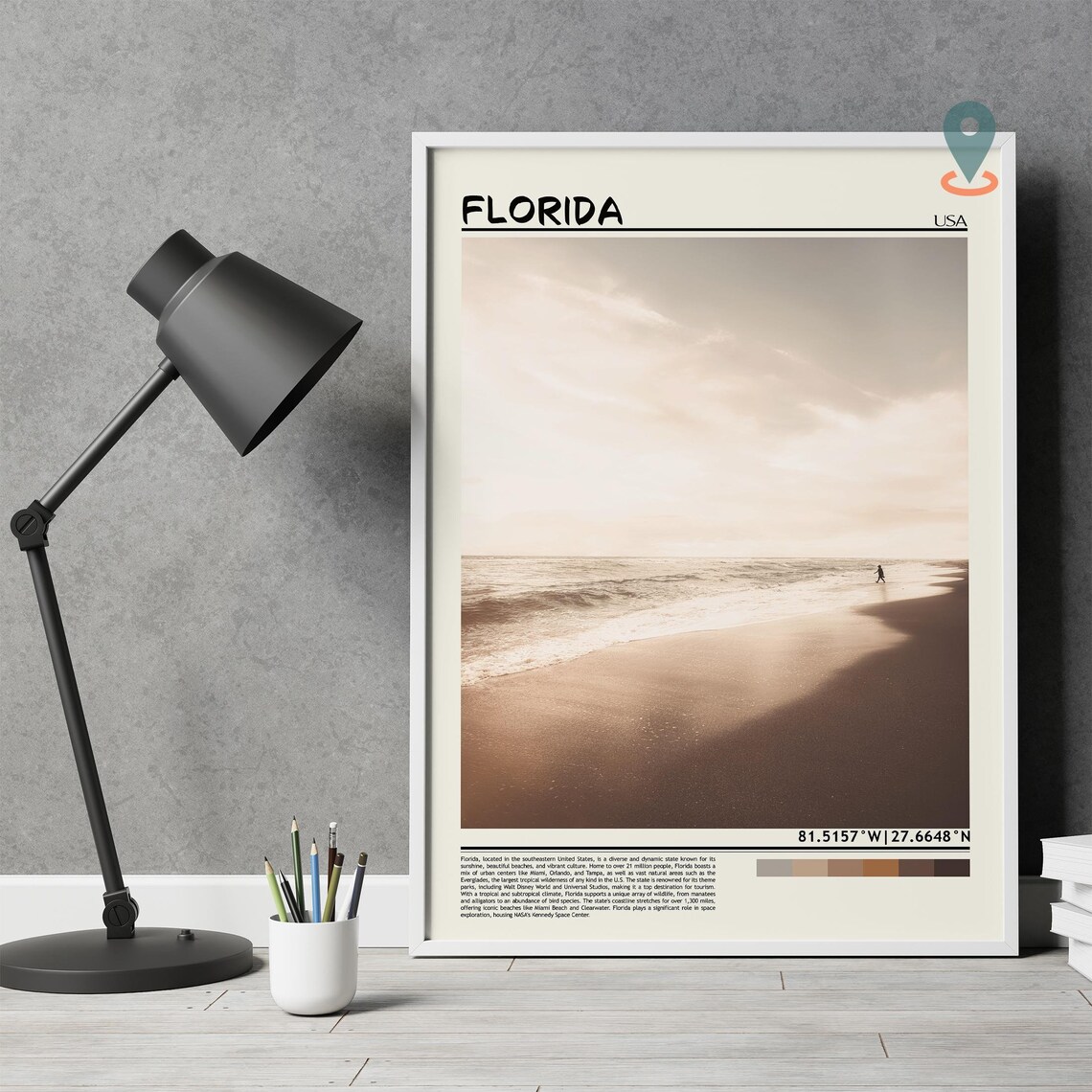 Florida Beach Sunrise Waves Minimalist Coastal Travel Poster - Image 4