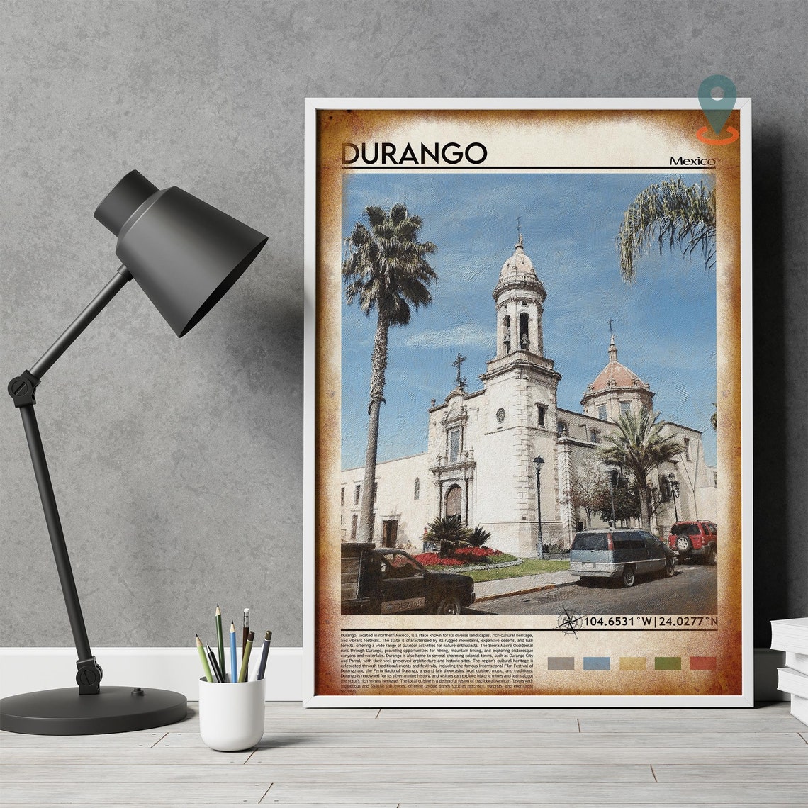 Durango Mexico Historic Colonial Cathedral Palms Street Poster - Image 4