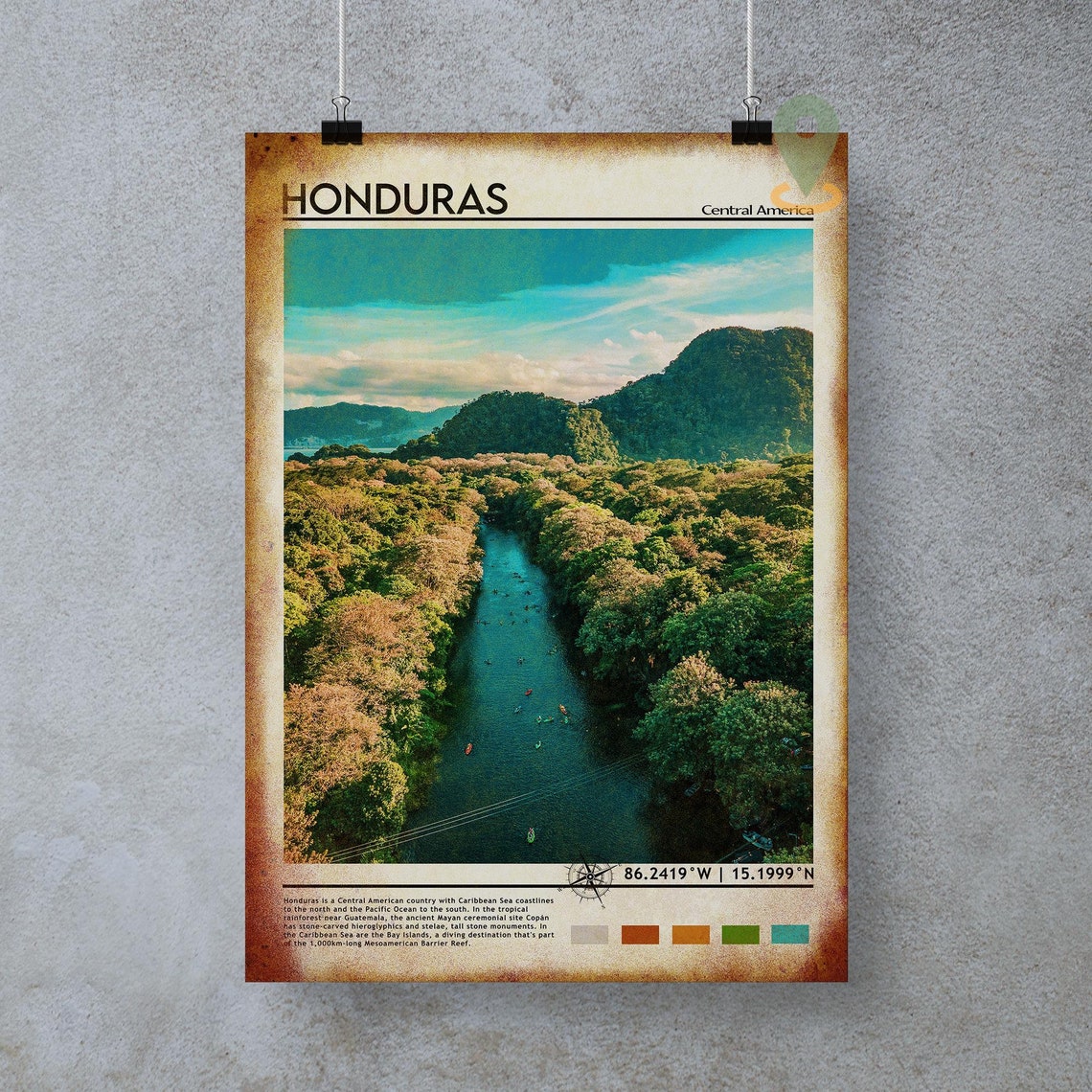 Honduras Print Vintage Poster Honduras Wall Art Honduras Poster Honduras Photo Honduras Poster Print Honduras Poster - Image 4