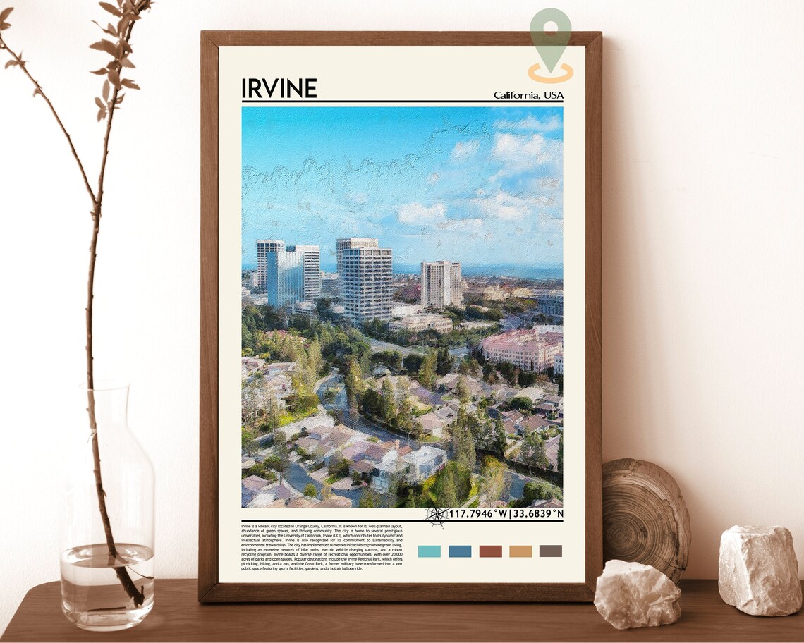 Irvine California USA City Skyline Orange County Urban Travel Poster
