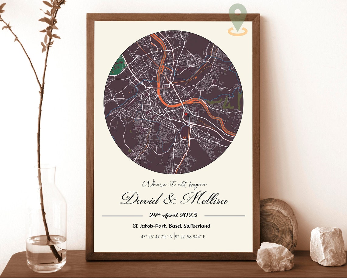 Personalized Round City Map Art Where It All Began Gift Poster