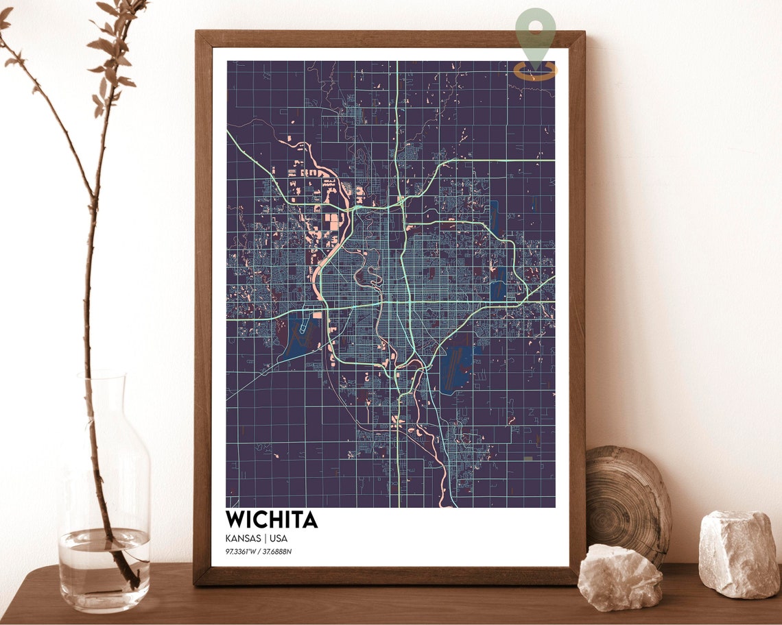 Wichita City Map Wichita Map Print Wichita Personalized Map Wichita Wall Art Wichita Travel Poster Wichita Poster Wichita Kansas Art - Image 6