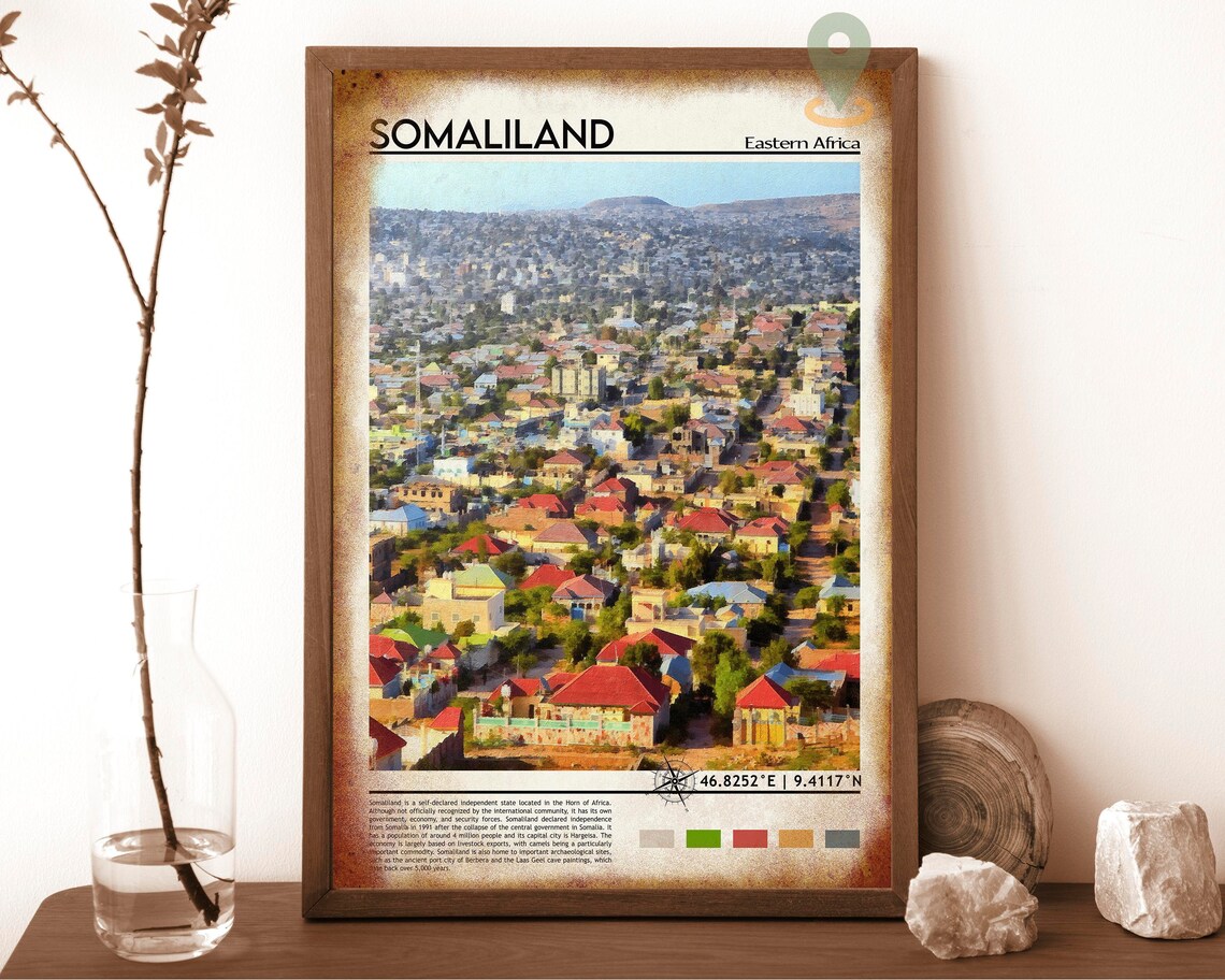 Somaliland Eastern Africa Colorful City Aerial View Travel Poster - Image 6
