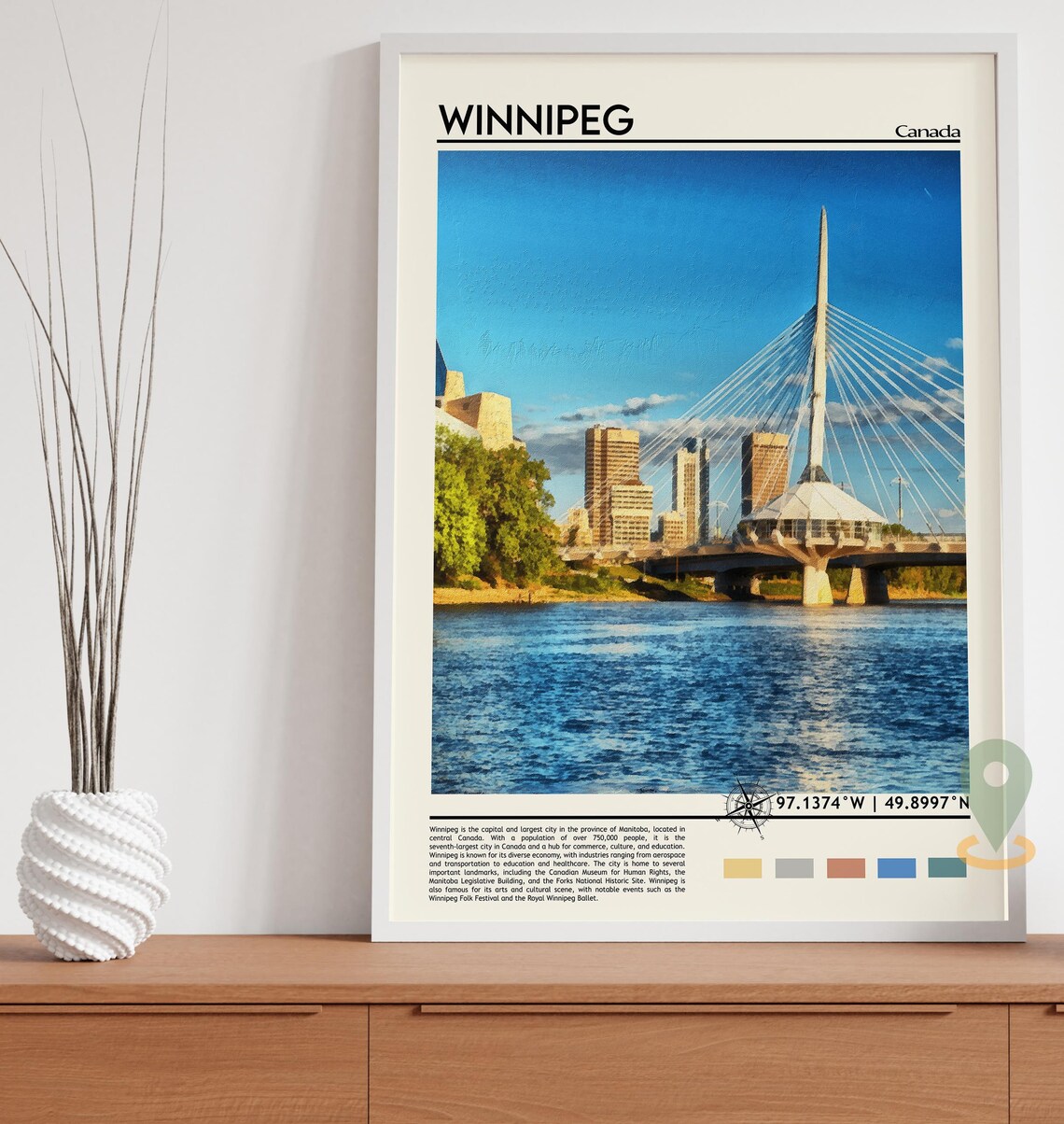 Winnipeg Canada Esplanade Riel Bridge Skyline Photo Travel Art Poster - Image 5
