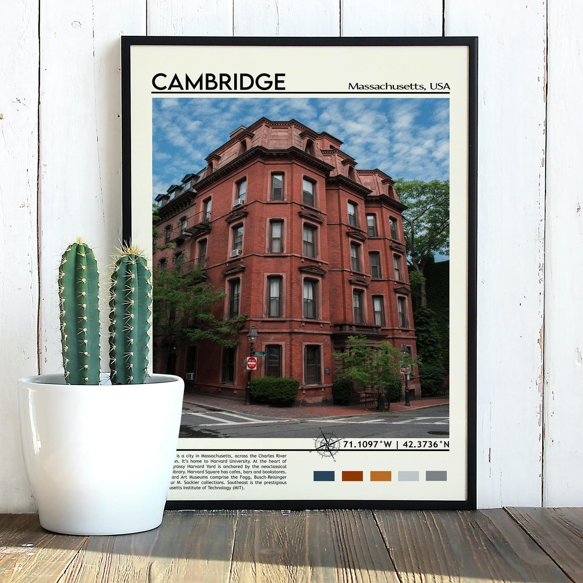 Cambridge Massachusetts Historic Red Brick Building Travel Poster - Image 5