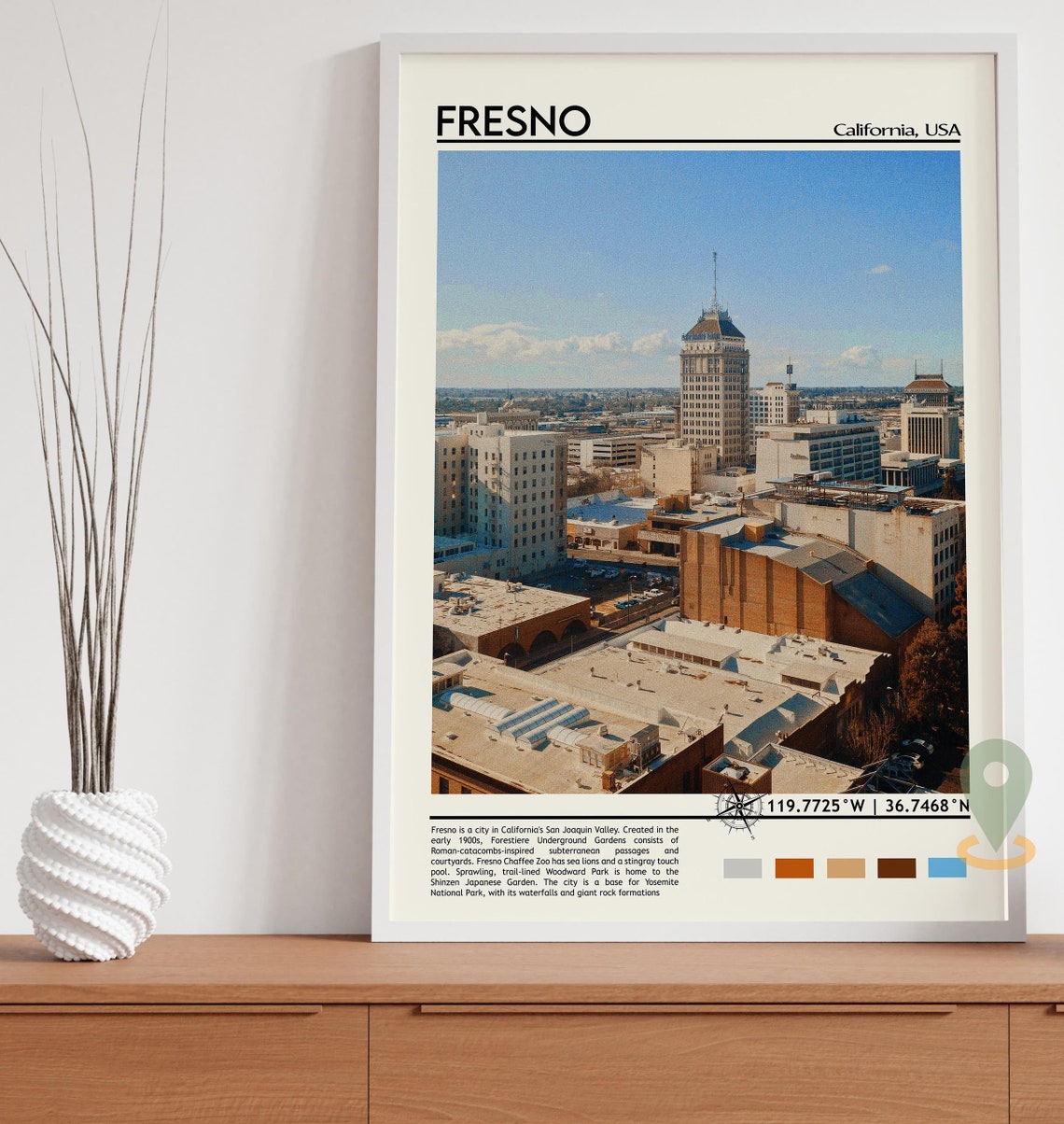 Fresno Print Fresno City Poster Fresno Wall Art Fresno Travel Fresno Art Print Fresno Artwork Fresno Photo Fresno California Print - Image 5