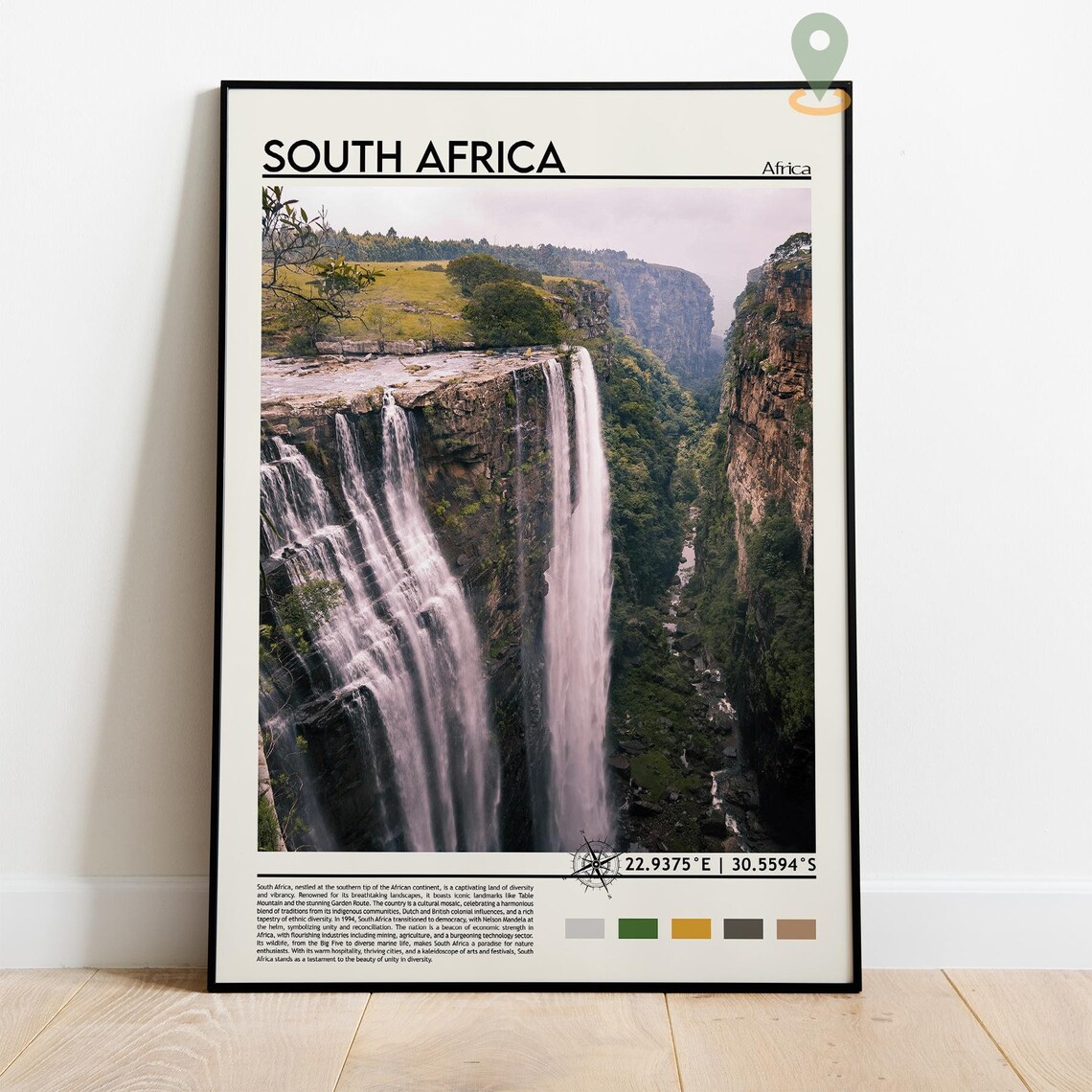 South Africa Waterfall Canyon Dramatic Landscape Travel Poster - Image 4