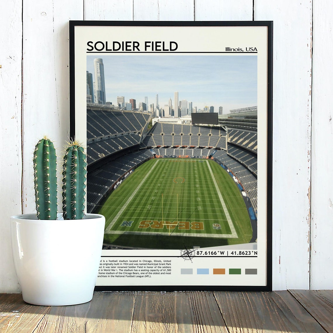 Soldier Field Print Soldier Field Poster Soldier Field Wall Art Soldier Field Travel Soldier Field Art Print Soldier Field Artwork - Image 3