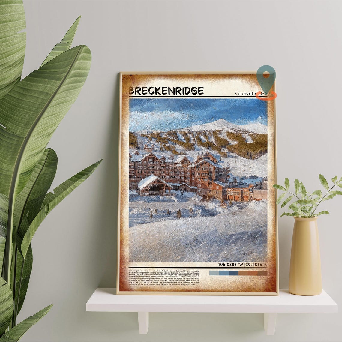 Breckenridge Colorado Ski Village Mountain Lodge Winter Poster - Image 5