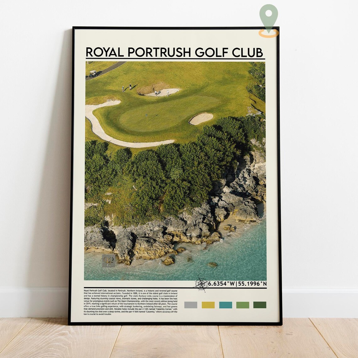 Royal Portrush Golf Club Links Coastal Course Aerial Golf Art Poster - Image 2