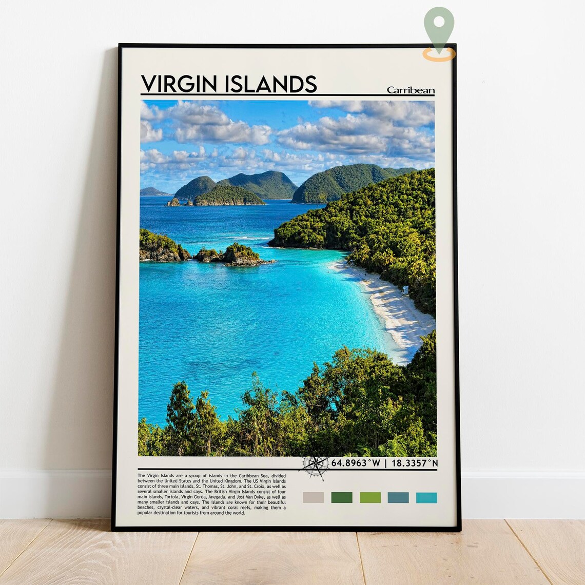 Virgin Islands Caribbean Tropical Bay Beach Photo Travel Poster - Image 5