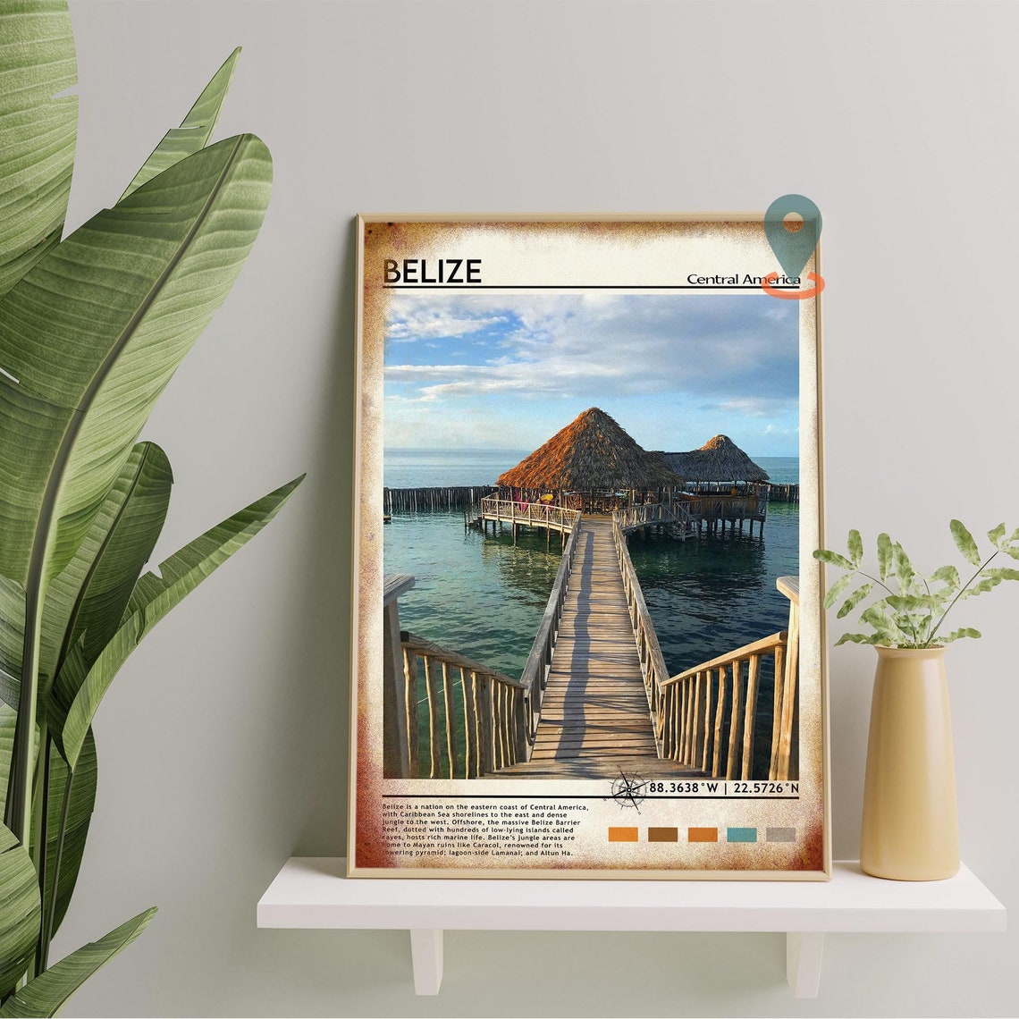 Belize Print Vintage Poster Belize Wall Art Belize Poster Belize Photo Belize Poster Print Belize Wall Decor - Image 3