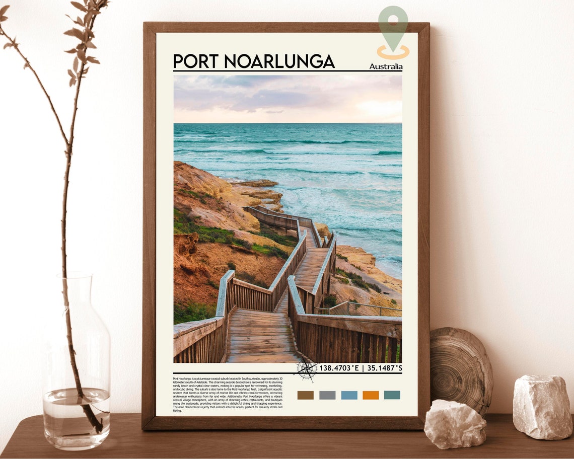 Port Noarlunga Australia Coastal Boardwalk Beach Ocean Photo Poster