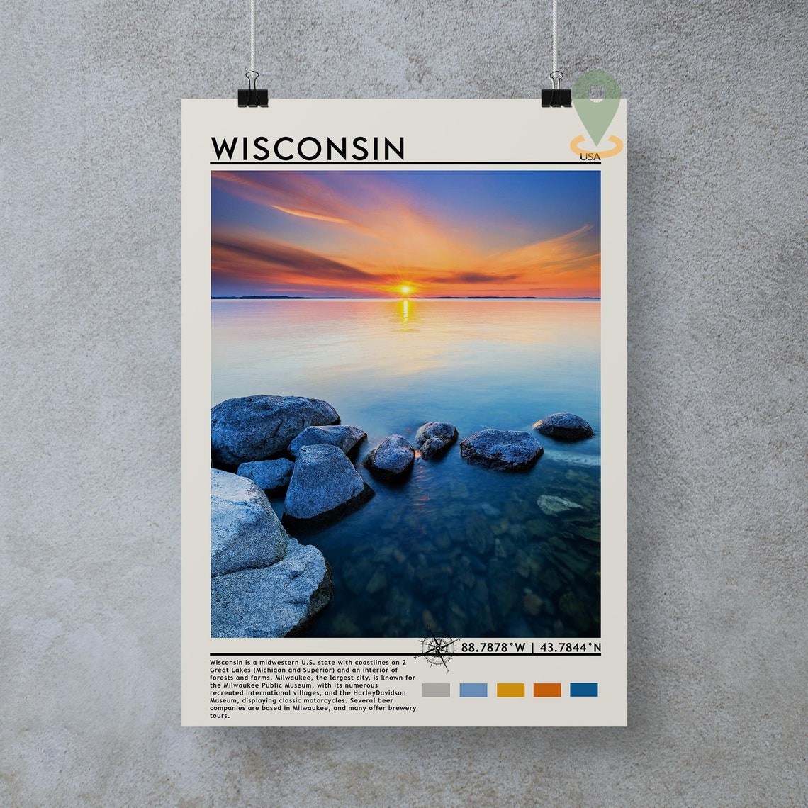 Wisconsin Travel Poster Wisconsin Print Wisconsin Wall Art Wisconsin Vintage Poster Wisconsin Photo Wisconsin Poster Print Usa Poster - Image 4