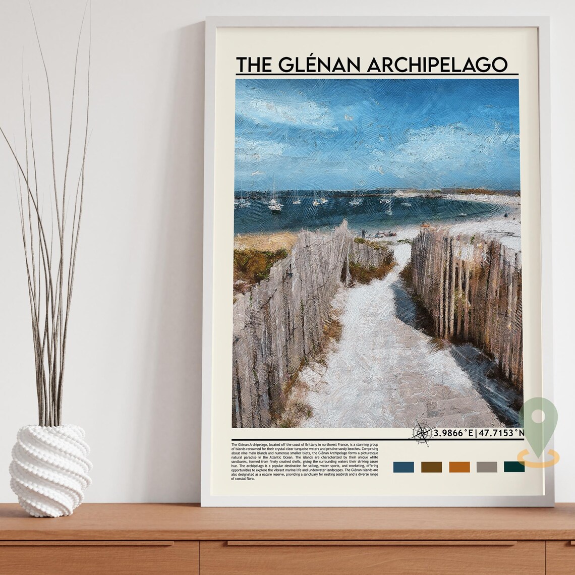 The Glenan Archipelago France Sandy Beach Sailboats Travel Poster - Image 5