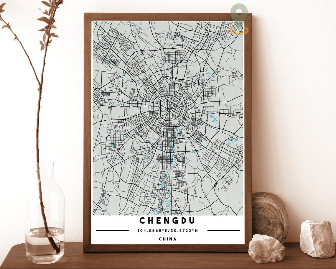 Chengdu China City Map Retro Cream Circular Street Network Poster - Image 3