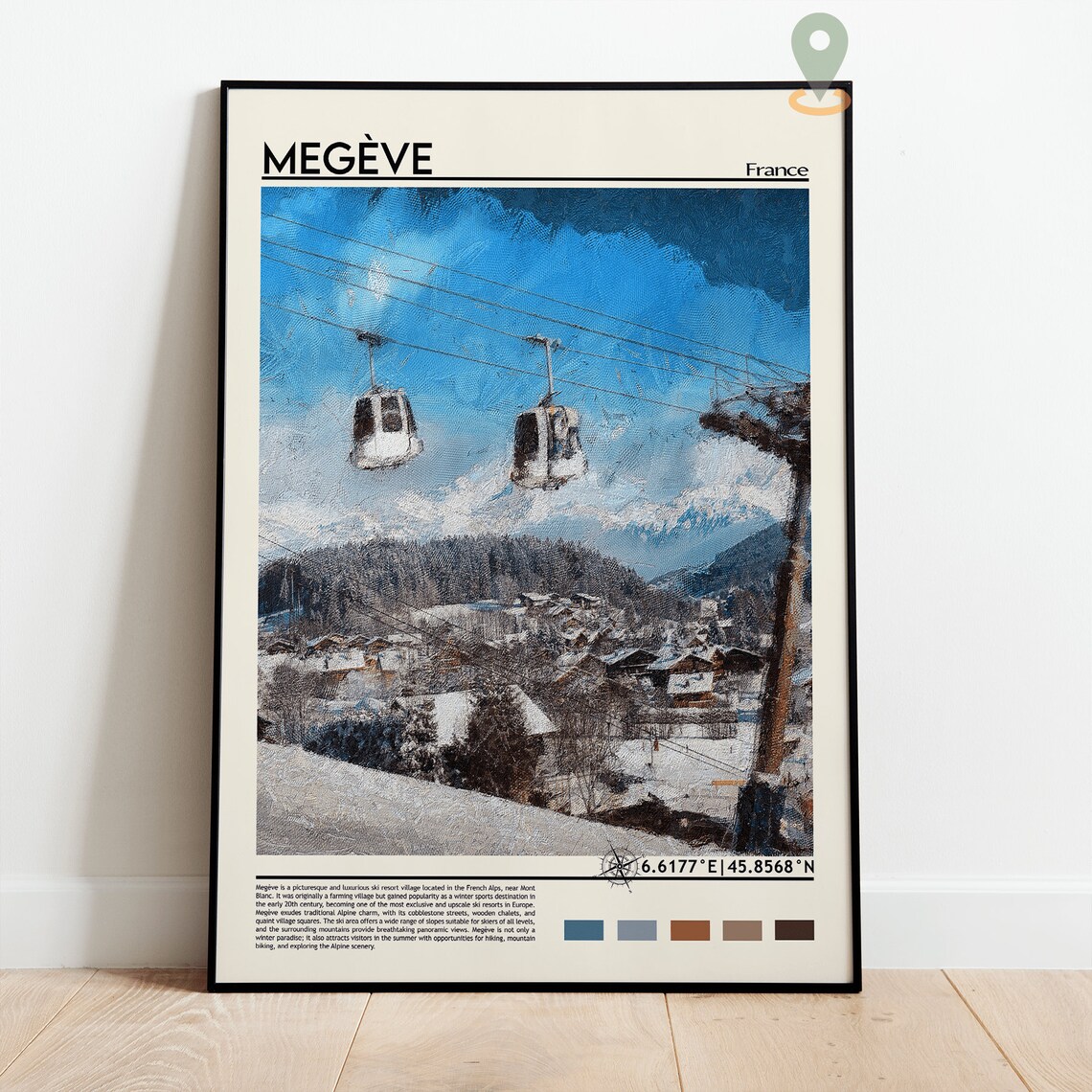 Megeve France Ski Gondola Alpine Village Photo Travel Wall Art - Image 2