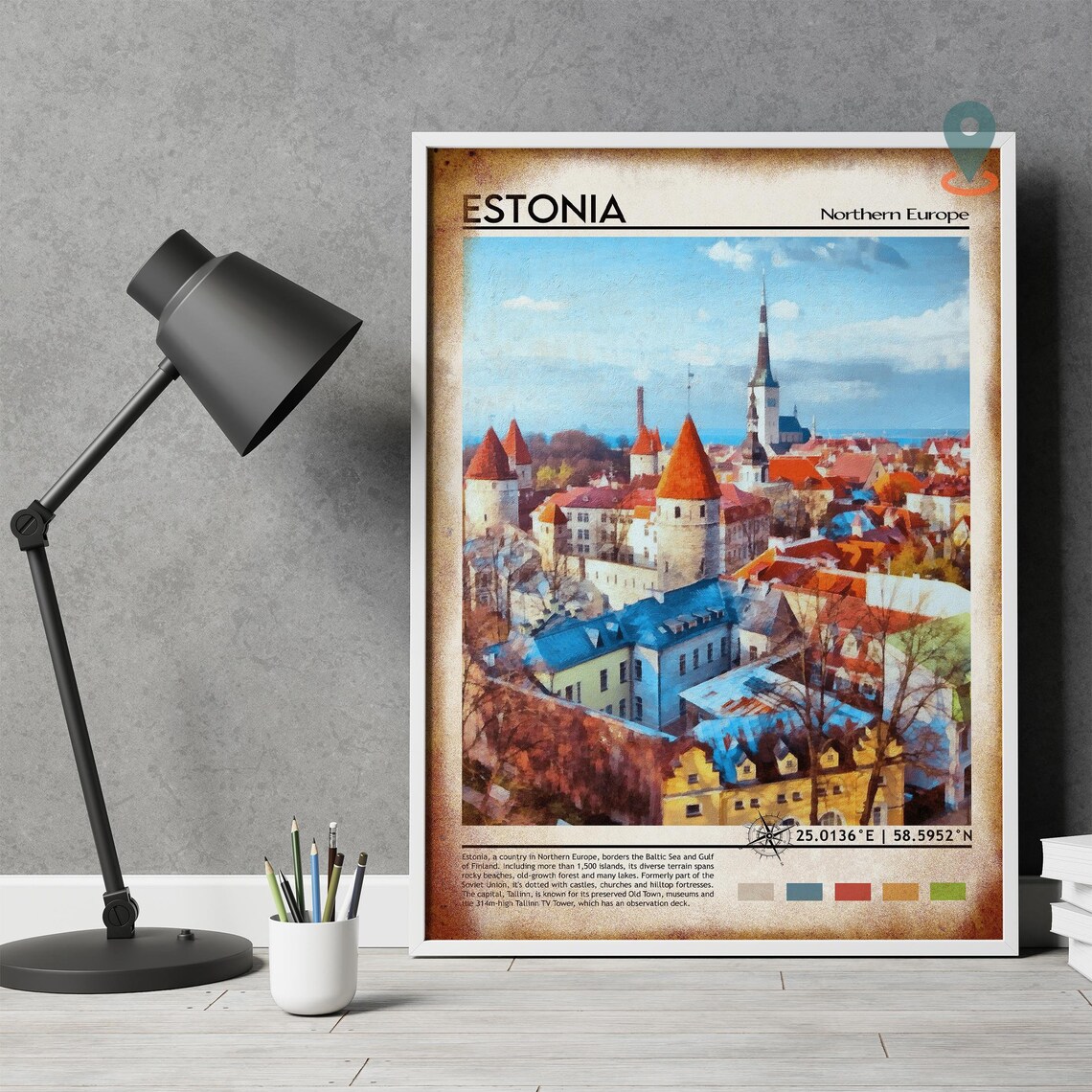 Estonia Northern Europe Tallinn Old Town Rooftops Travel Poster - Image 4