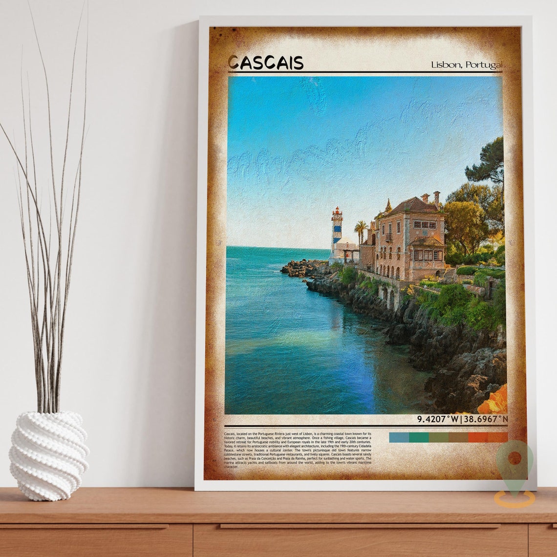 Cascais Art Cascais Artwork Cascais Map Cascais Photo Cascais Poster Cascais Print Cascais Travel Cascais Painting Cascais Portugal - Image 3