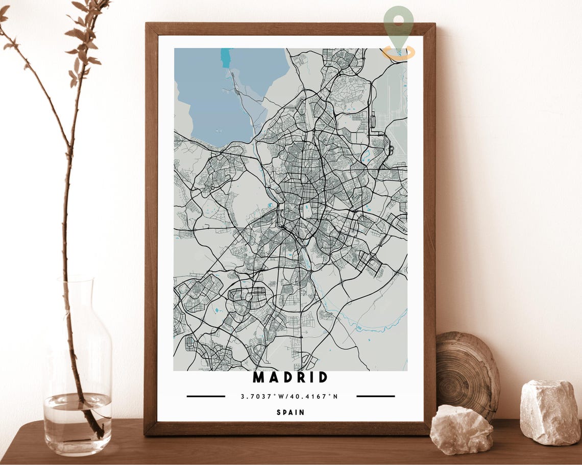 Madrid Spain Emerald Minimalist Street Map Coordinates Poster - Image 2