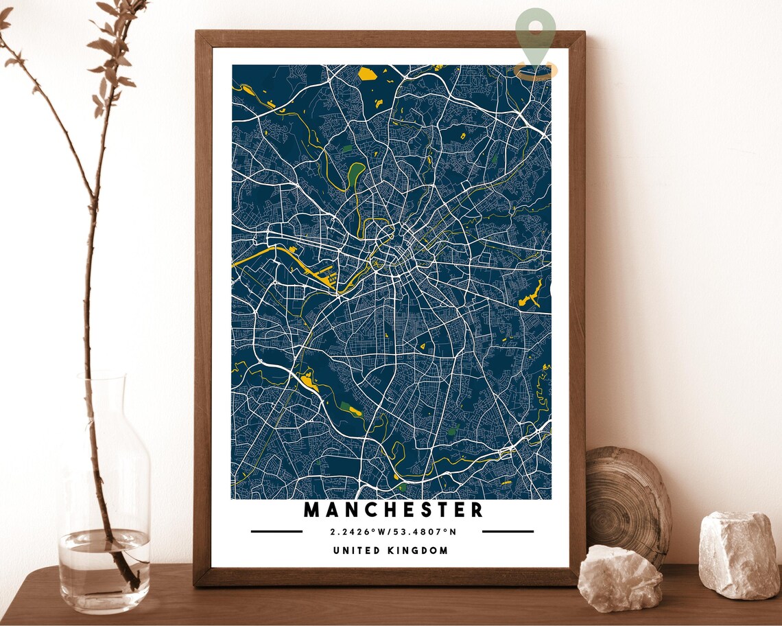 Manchester United Kingdom City Street Map Art Print for Calm UK Interiors - Image 2
