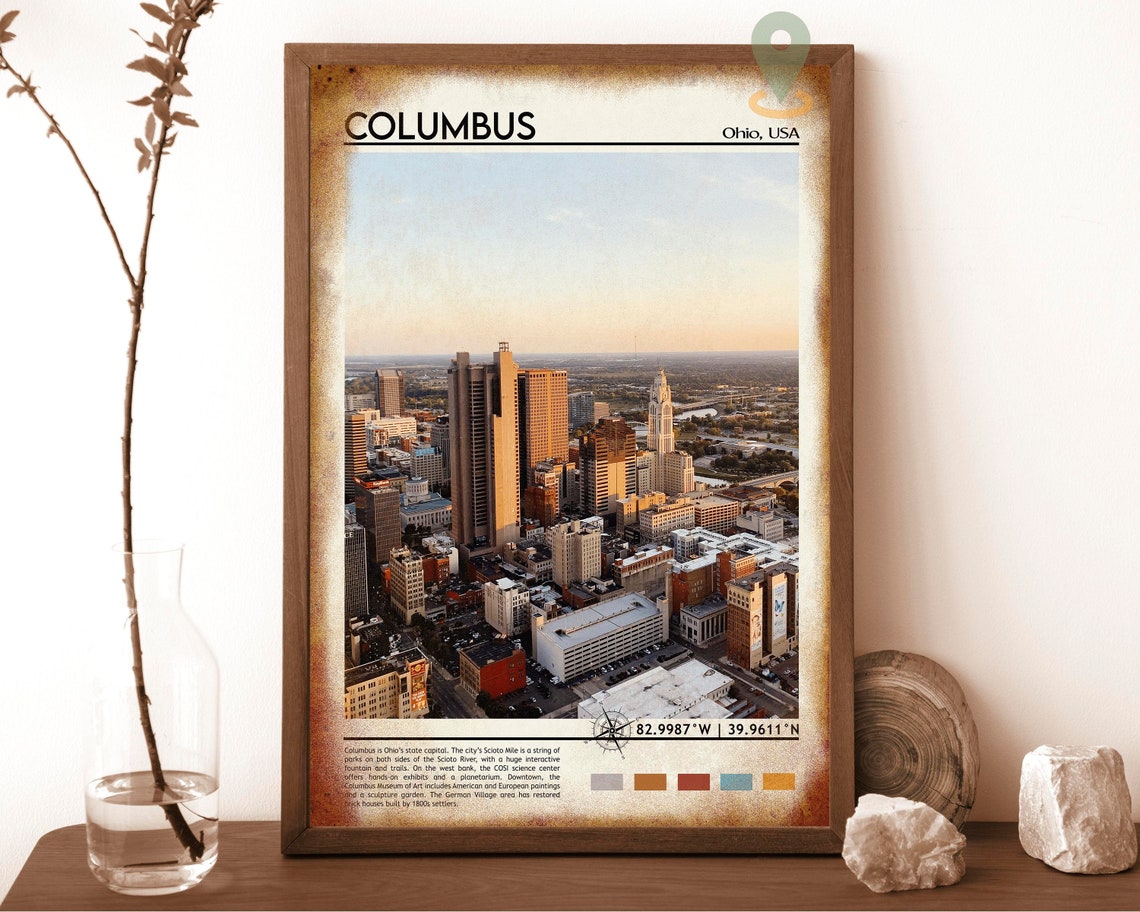 Columbus Ohio Striking Downtown Skyline Sunset Photo Art Poster - Image 6