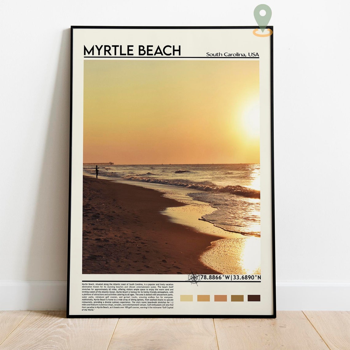Myrtle Beach South Carolina Sunset Surf Ocean Waves Travel Print - Image 2
