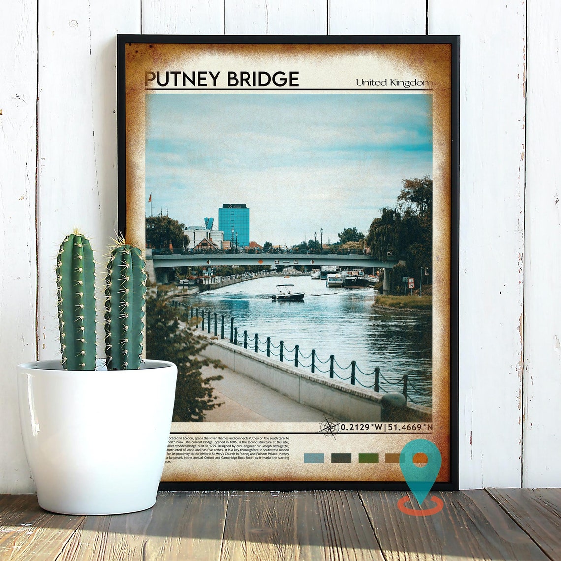 Putney Bridge London Thames River Historic Crossing Scene Poster - Image 2