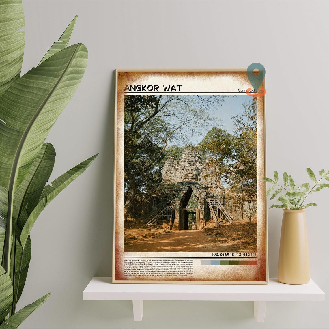 Angkor Wat Cambodia Jungle Stone Temple Gate Vintage Travel Poster - Image 5