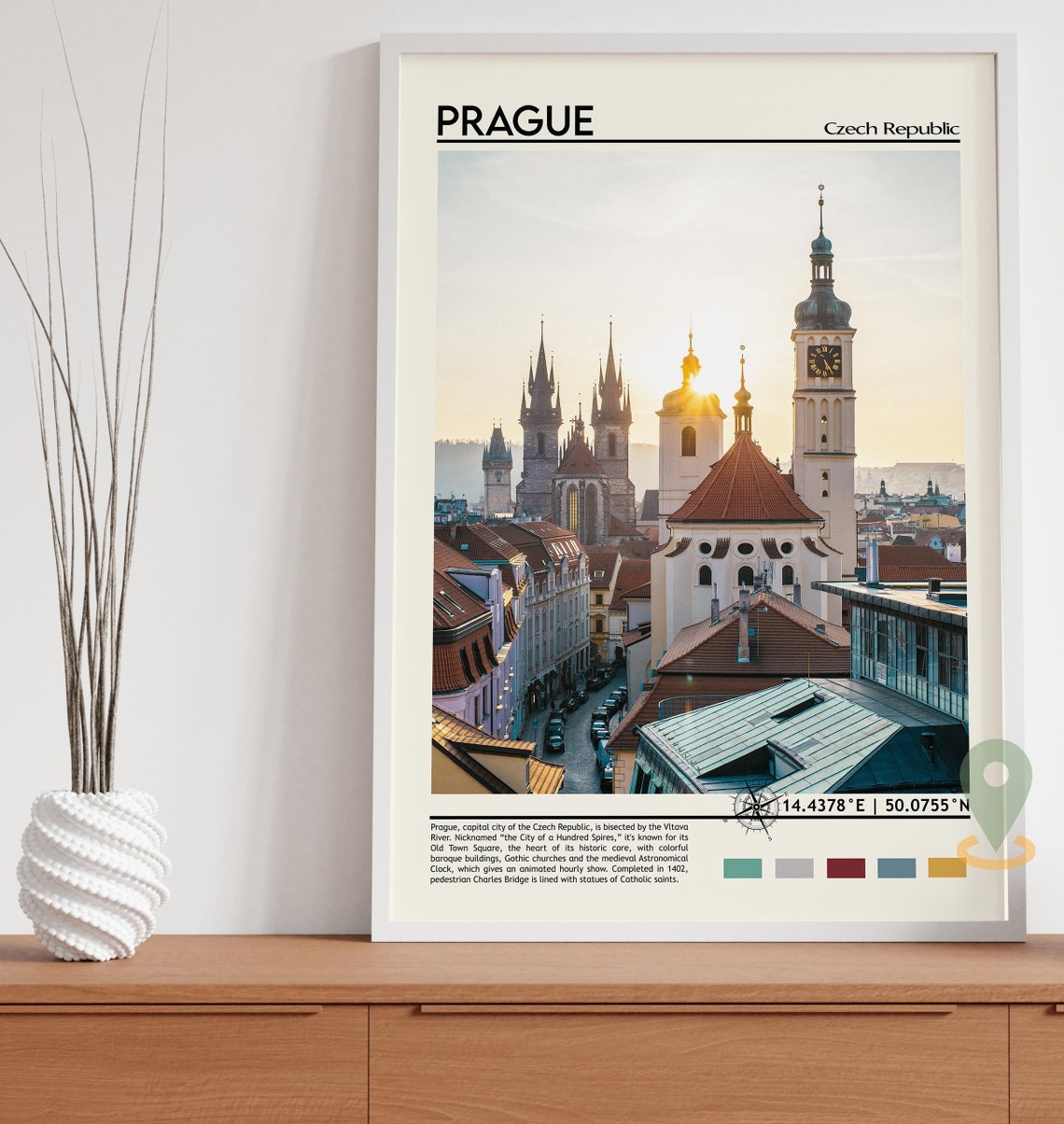 Prague Czech Republic Old Town Spires Rooftops Sunrise Poster - Image 3
