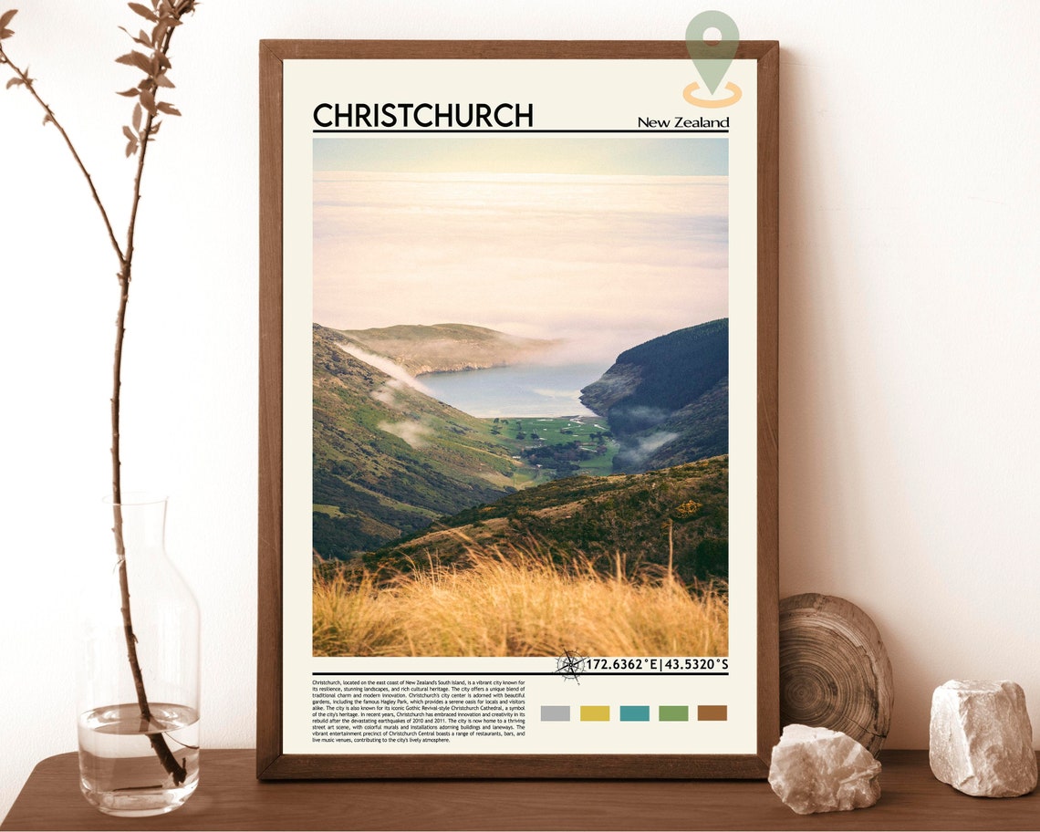 Christchurch Print Christchurch Poster Christchurch Wall Art Christchurch Travel Christchurch Art Print Christchurch New Zealand Print