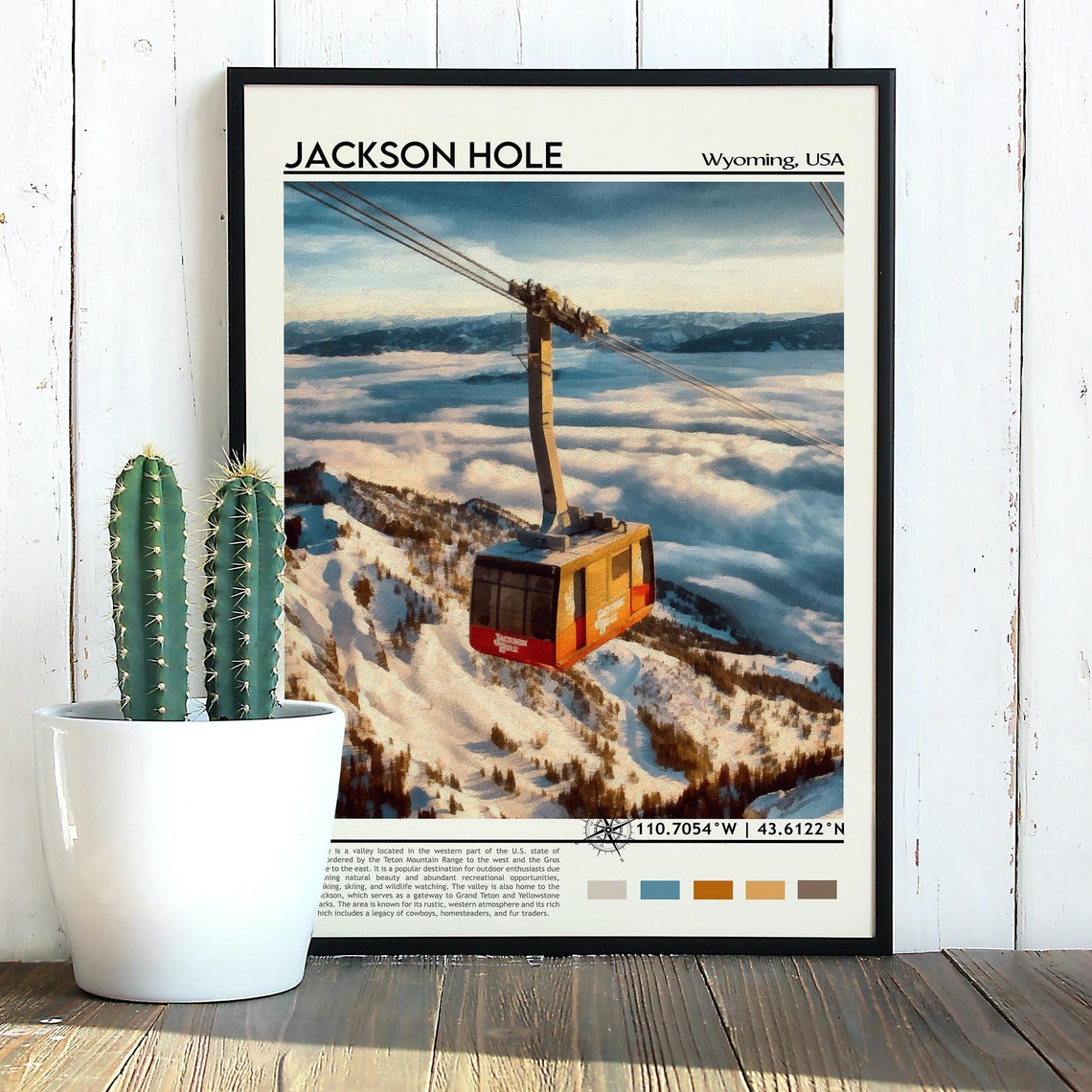 Jackson Hole Wyoming Ski Gondola Mountain Resort Winter Poster - Image 2