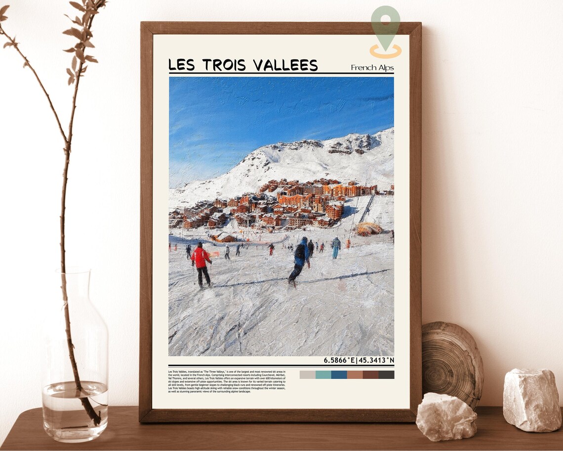 Les Trois Vallees French Alps Ski Village Bustling Slopes Poster