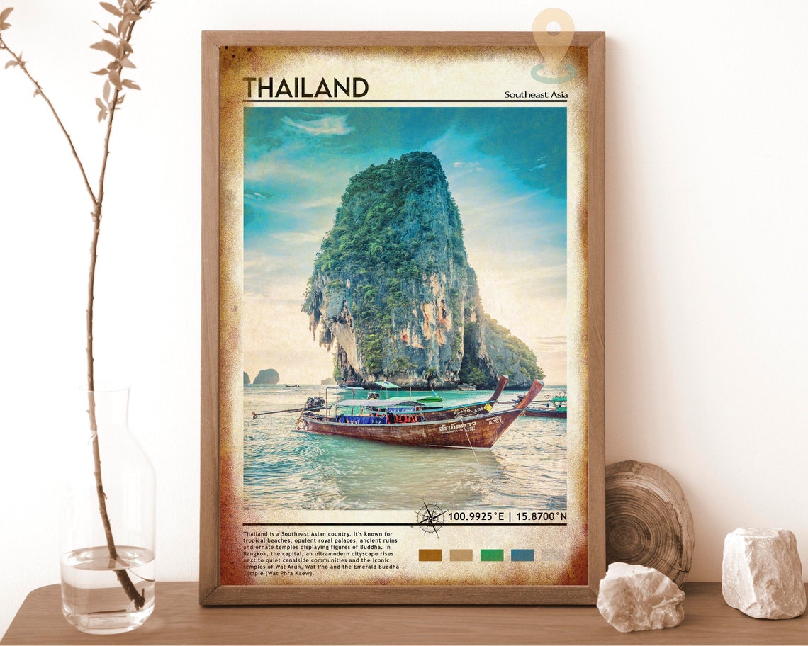 Thailand Print Vintage Poster Thailand Wall Art Thailand Poster Thailand Photo Thailand Poster Print Thailand Poster - Image 6